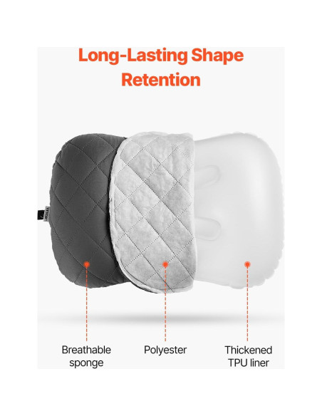 Almohada Inflable VEVOR Camping 44.2x30.5cm Suave y Portátil