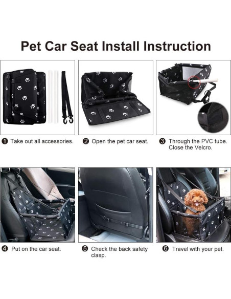 Asiento Elevador para Perros Petbobi, 40x34x25cm, Huella Negra Asiento Elevador para Perros Petbobi, 40x34x25cm, Huella Negra