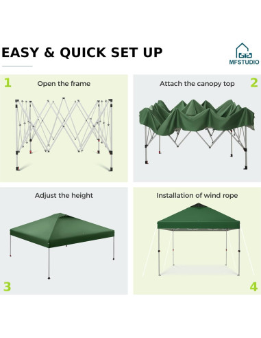 Carpa Plegable MFSTUDIO 3.05x3.05m Impermeable Verde