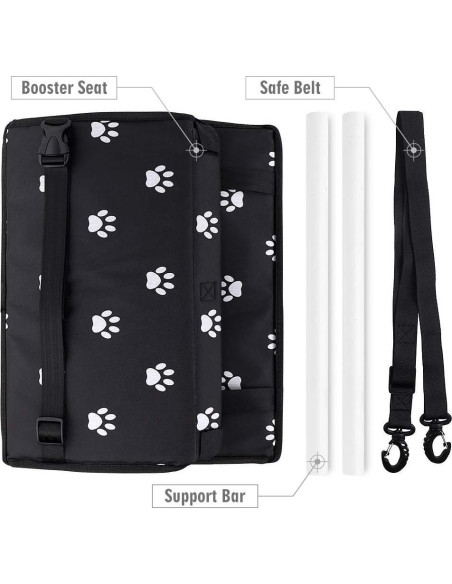 Asiento Elevador para Perros Petbobi, 40x34x25cm, Huella Negra Asiento Elevador para Perros Petbobi, 40x34x25cm, Huella Negra