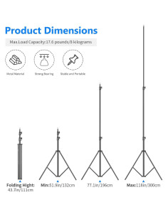Soporte de Luz Neewer ST-300 Ajustable 3m con Amortiguación 2