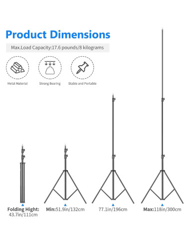 Soporte de Luz Neewer ST-300 Ajustable 3m con Amortiguación