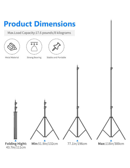 Soporte de Luz Neewer ST-300 Ajustable 3m con Amortiguación