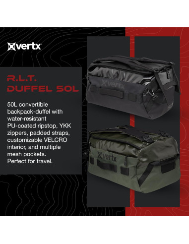 Bolsa de viaje táctica Vertx RLT 50L Negra para EDC