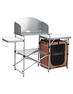 Mesa de Parrilla Plegable Happygrill 146.1x45.7 cm Aluminio Camping