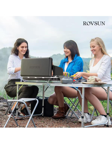 Estufa de Camping Portátil 2-en-1 ROVSUN con Parrilla