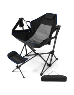 Silla de Camping Hamaca HAPPYGRILL Plegable con Reposapiés