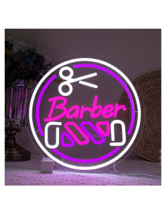 Letrero de neón LED redondo SUYUZUR para barbería 33cm