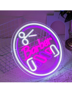 Letrero de neón LED redondo SUYUZUR para barbería 33cm 2