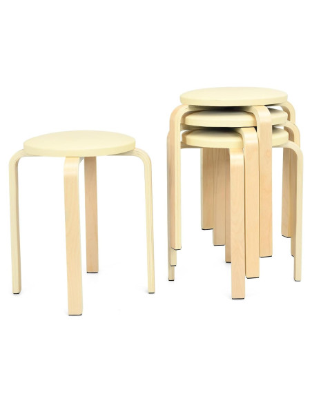 Conjunto de 4 Taburetes de Bar Hysache Beige 47 cm Acolchados