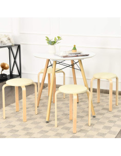 Conjunto de 4 Taburetes de Bar Hysache Beige 47 cm Acolchados 2