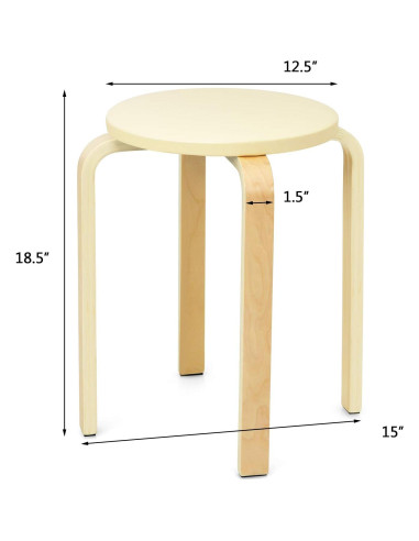 Conjunto de 4 Taburetes de Bar Hysache Beige 47 cm Acolchados