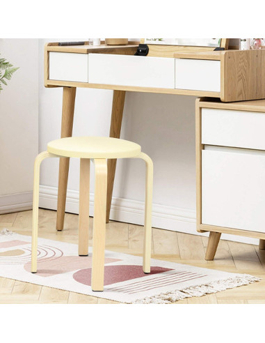 Conjunto de 4 Taburetes de Bar Hysache Beige 47 cm Acolchados