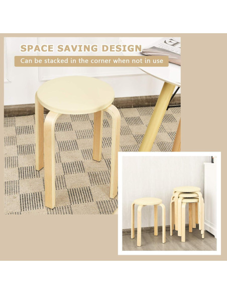 Conjunto de 4 Taburetes de Bar Hysache Beige 47 cm Acolchados