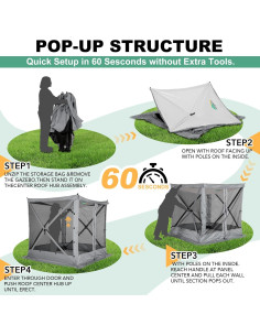 Carpa Gazebo Pop Up COBIZI 2.44x2.44m Impermeable Gris 2