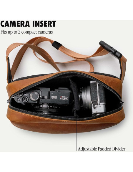 Bolsa Cruzada Compacta Evergreen Legacy Cuero Genuino Tan