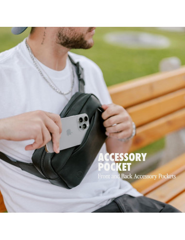 Bolsa Cruzada Compacta Evergreen Legacy Cuero Genuino Tan