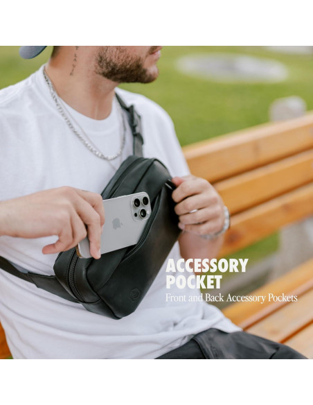 Bolsa Cruzada Compacta Evergreen Legacy Cuero Genuino Tan