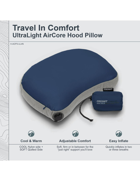 Almohada Inflable Ultraligera COCOON AirCore para Camping 28x38cm