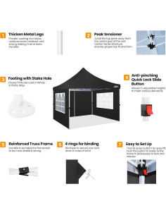 Carpa Plegable COBIZI 3x3m Impermeable UV50+ con Paredes 2