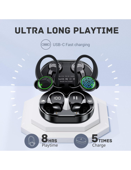 Auriculares Bluetooth 5.3 C16 Shenzhen con Micrófono IP7 40H