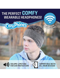 Auriculares Inalámbricos CozyPhones para Dormir - Lycra Gris 2