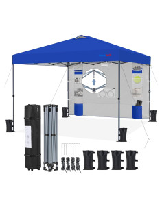 Carpa Plegable 8x8 Yaheetech Azul Impermeable con Pared Lateral