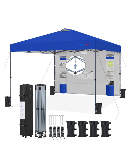 Carpa Plegable 8x8 Yaheetech Azul Impermeable con Pared Lateral