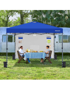 Carpa Plegable 8x8 Yaheetech Azul Impermeable con Pared Lateral 2