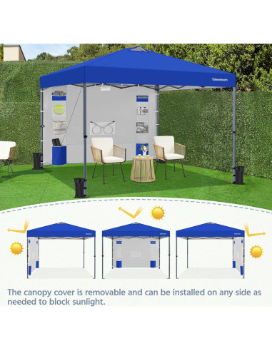 Carpa Plegable 8x8 Yaheetech Azul Impermeable con Pared Lateral