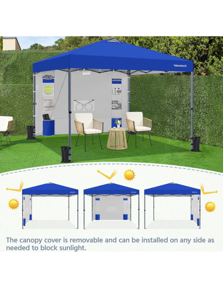 Carpa Plegable 8x8 Yaheetech Azul Impermeable con Pared Lateral