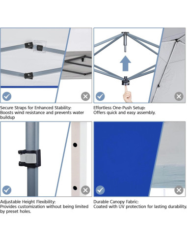 Carpa Plegable 8x8 Yaheetech Azul Impermeable con Pared Lateral