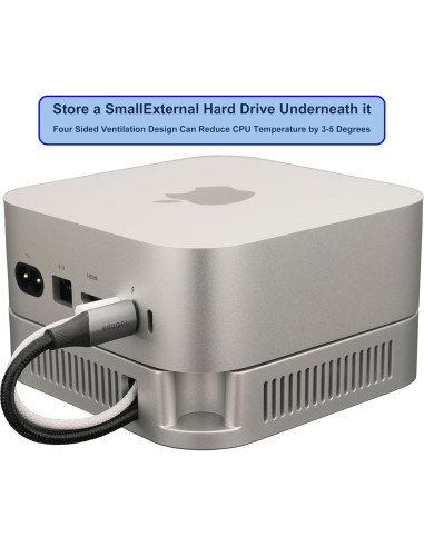 Soporte de Escritorio Psitek para Mac mini M4/M4 Pro Plateado