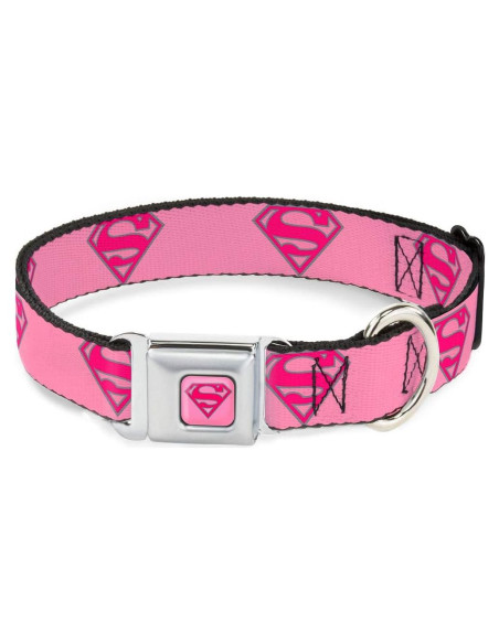 Collar de Perro Buckle-Down Superman Rosa 2.5cm Ancho 23-38cm