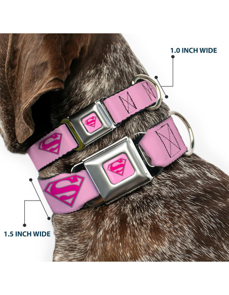 Collar de Perro Buckle-Down Superman Rosa 2.5cm Ancho 23-38cm