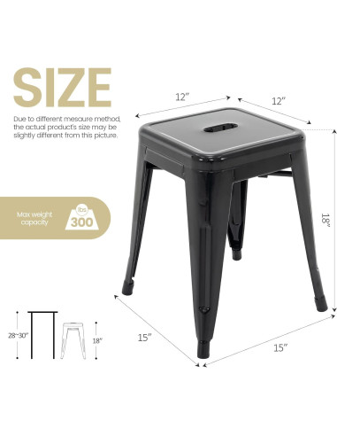 Taburetes de Metal Industrial Brage Living 45.72cm Set de 2