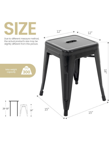 Taburetes de Metal Industrial Brage Living 45.72cm Set de 2