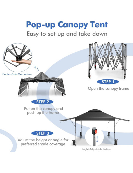 Carpa Plegable Tangkula 3.05x5.36m con Toldos Dobles Ajustables