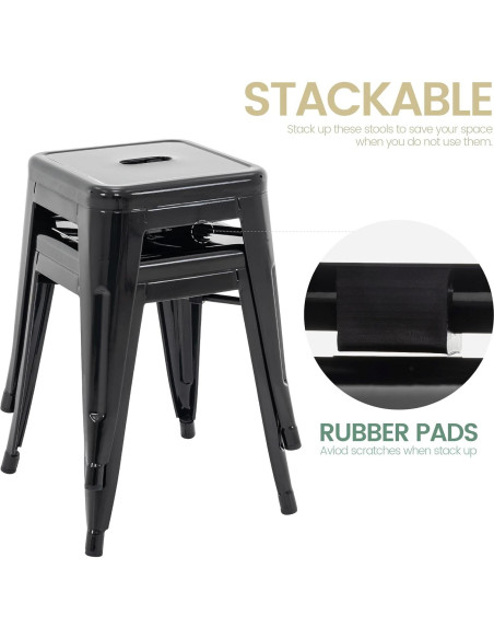 Taburetes de Metal Industrial Brage Living 45.72cm Set de 2