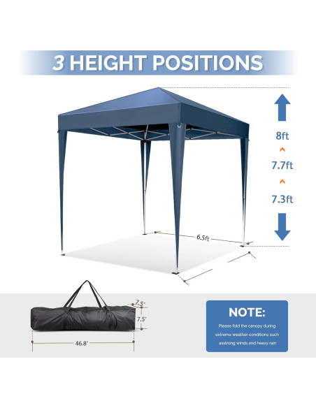 Carpa Pop Up VINGLI 1.98x1.98m Azul Resistente al Agua