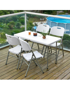 Mesa Plegable de Plástico SEALAMB 1.22m Blanca para Fiestas 2