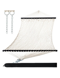 Hamaca Doble PNAEUT de Cuerda 4m Beige para 2 Personas
