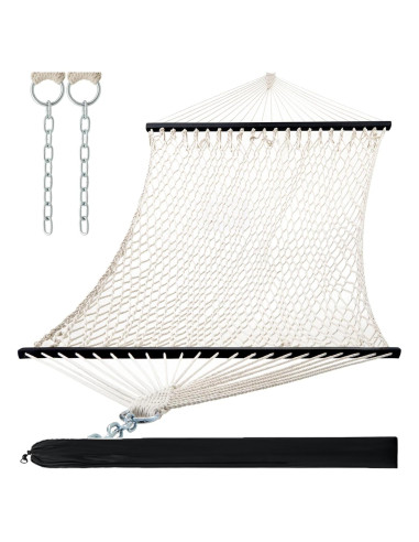 Hamaca Doble PNAEUT de Cuerda 4m Beige para 2 Personas