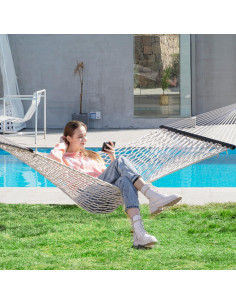 Hamaca Doble PNAEUT de Cuerda 4m Beige para 2 Personas 2