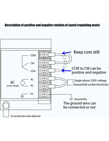 Motor Eléctrico Monofásico 60W 110V Reversible con Controlador