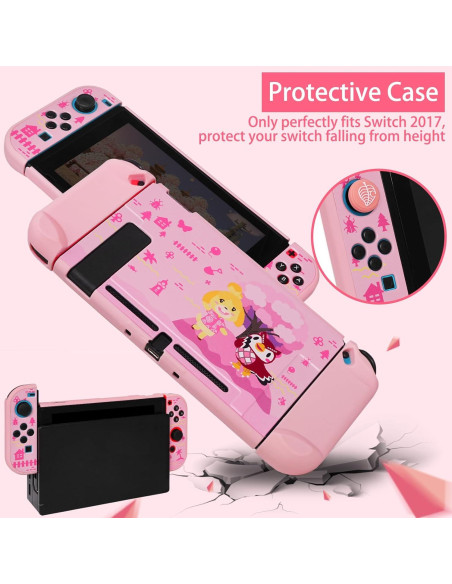 Funda de Transporte TIKOdirect para Switch Animal Crossing Rosa 8 en 1 Funda de Transporte TIKOdirect para Switch Animal Crossing Rosa 8 en 1