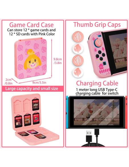 Funda de Transporte TIKOdirect para Switch Animal Crossing Rosa 8 en 1 Funda de Transporte TIKOdirect para Switch Animal Crossing Rosa 8 en 1