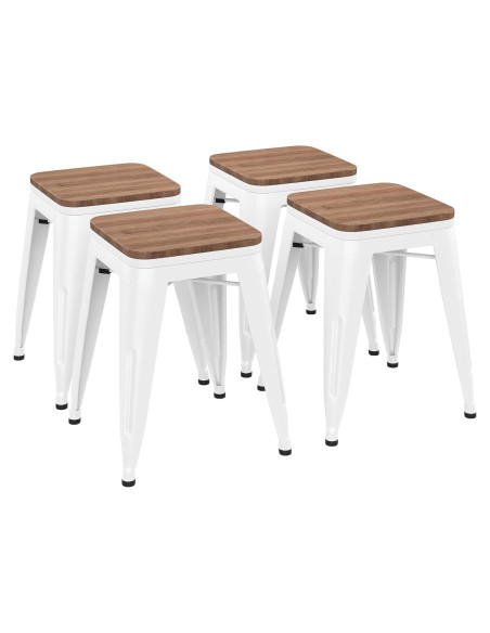 Taburetes de Bar Andeworld 45.72 cm Metal y Madera - Juego de 4