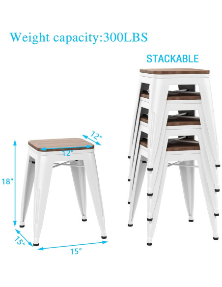 Taburetes de Bar Andeworld 45.72 cm Metal y Madera - Juego de 4