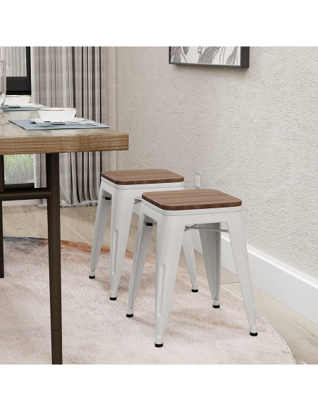 Taburetes de Bar Andeworld 45.72 cm Metal y Madera - Juego de 4